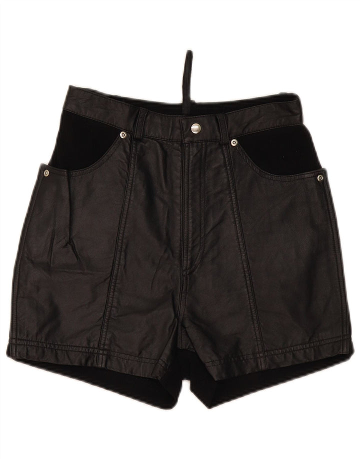 Vintage lædershorts til kvinder UK 10 Small W26 sort læder