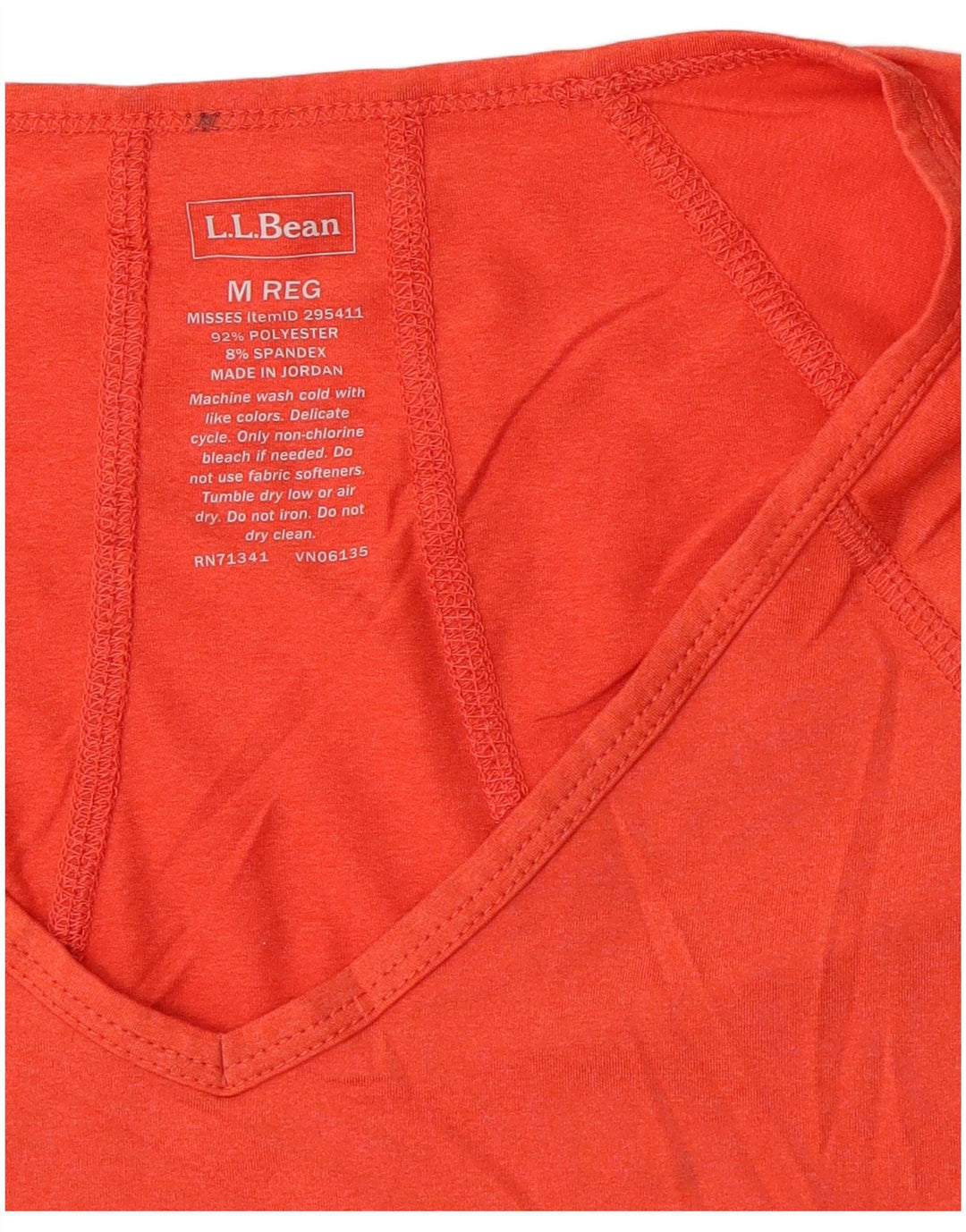 L.L.Bean Womens Regular T-Shirt Top UK 12 Medium Orange Polyester Sports