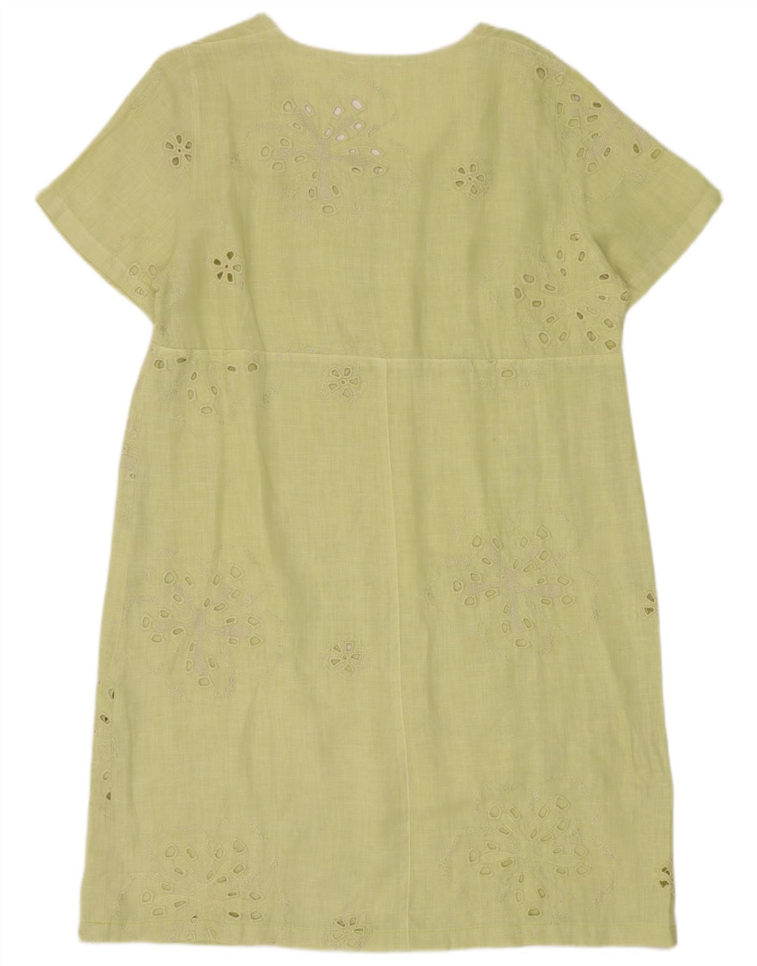 Vintage Dame Se Through Shift Dress UK 12 Medium Green Linen