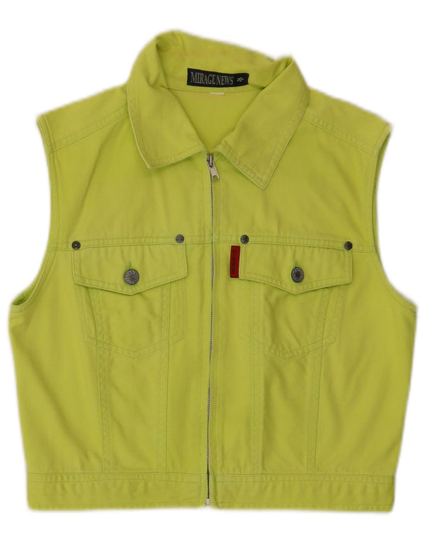 Mirage Womens Crop Denim Gilet UK 12 Medium Green Cotton
