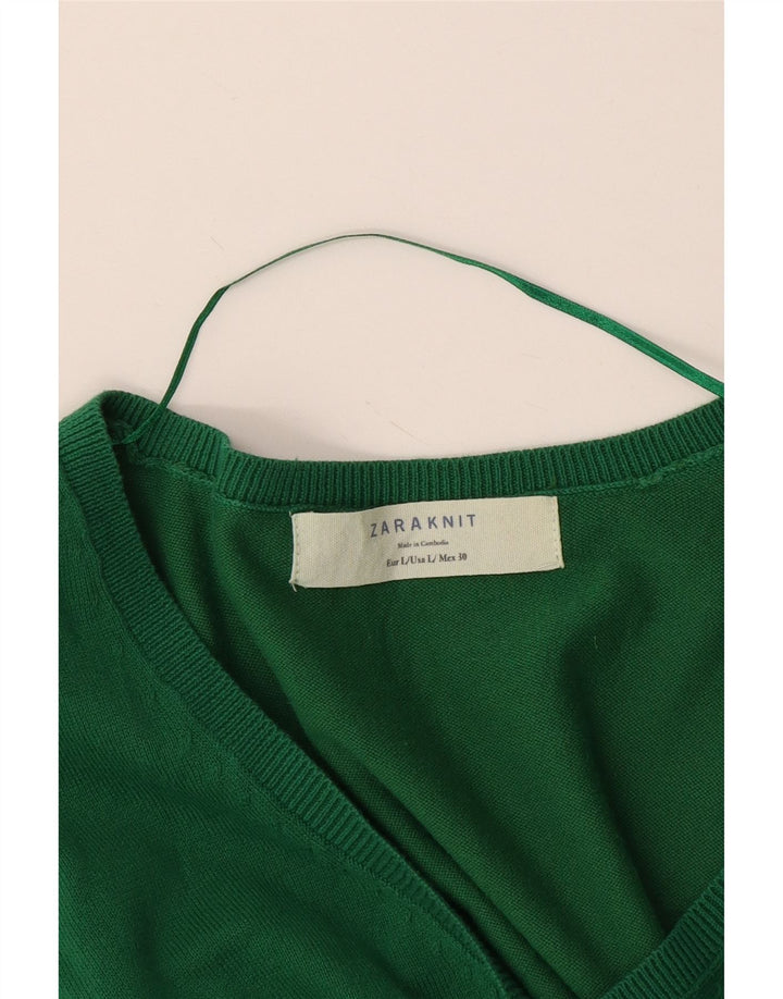 Zara Dame V-hals sweater UK 14 Stor Grøn
