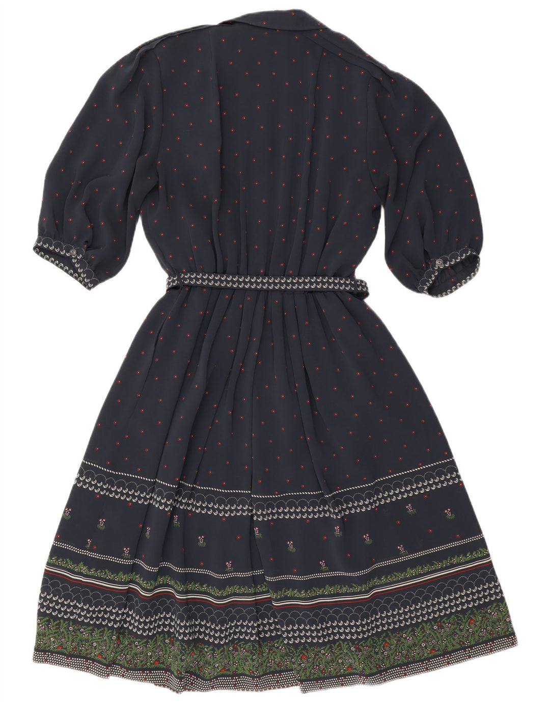 RALPH dame 3/4 ærmet A-line kjole EU 46 XL marineblå blomsterpolyester