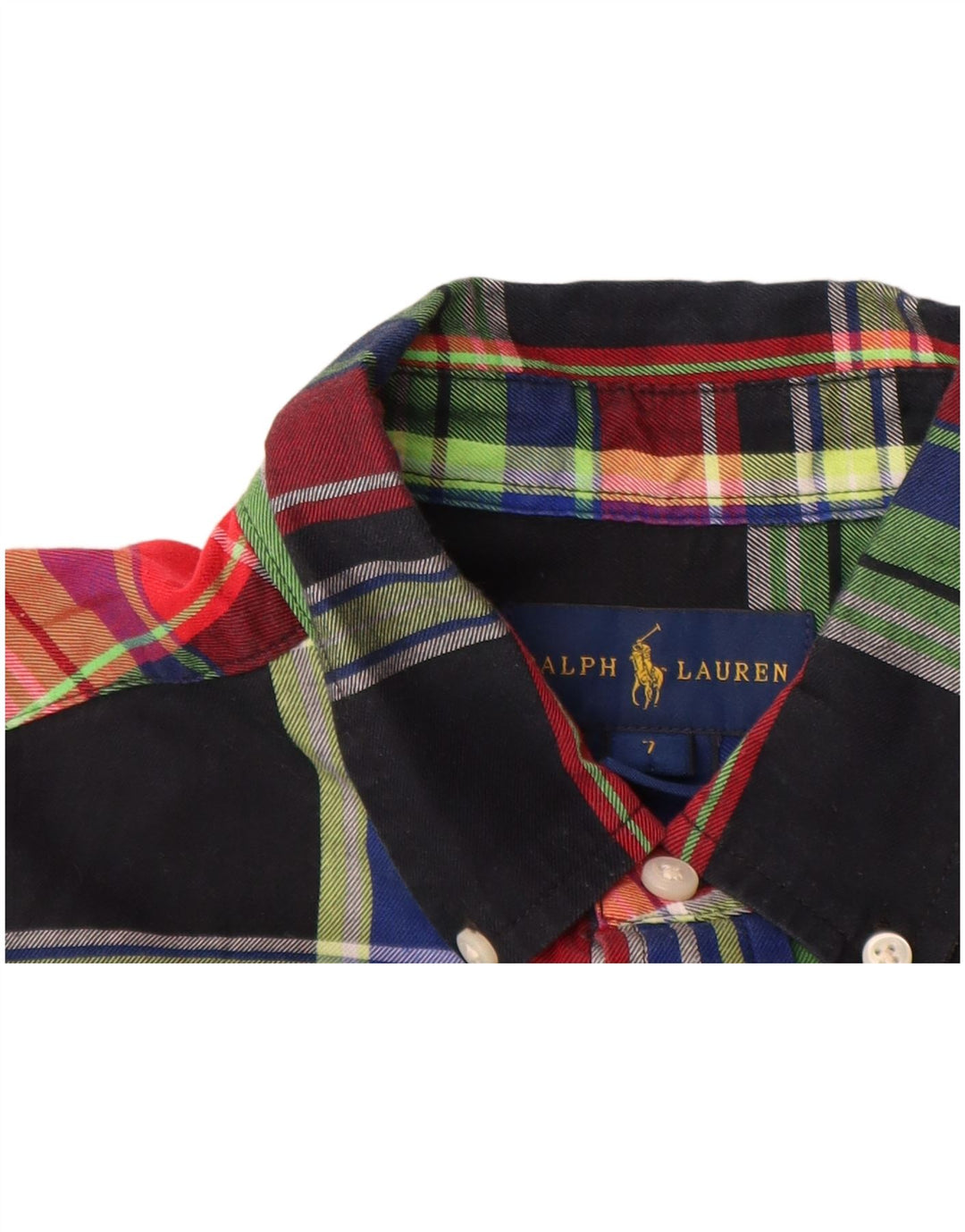 RALPH LAUREN Drenge Flanellskjorte 6-7 år Flerfarvet ternet bomuld