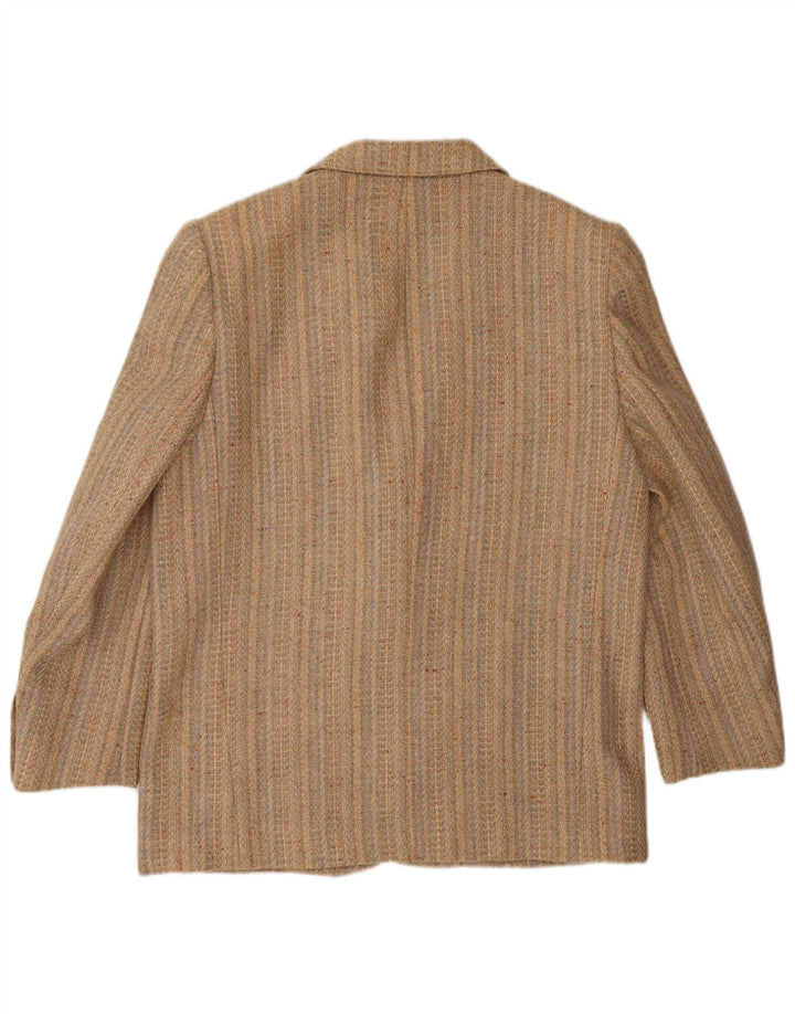 FENDI Dame 2-knaps blazerjakke IT 44 Medium Beige Stribet Klassisk