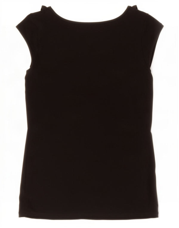 Oasis Womens flæse foran bluse Top UK 10 Small Black Viscose