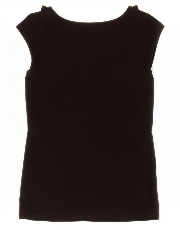 Oasis Womens flæse foran bluse Top UK 10 Small Black Viscose