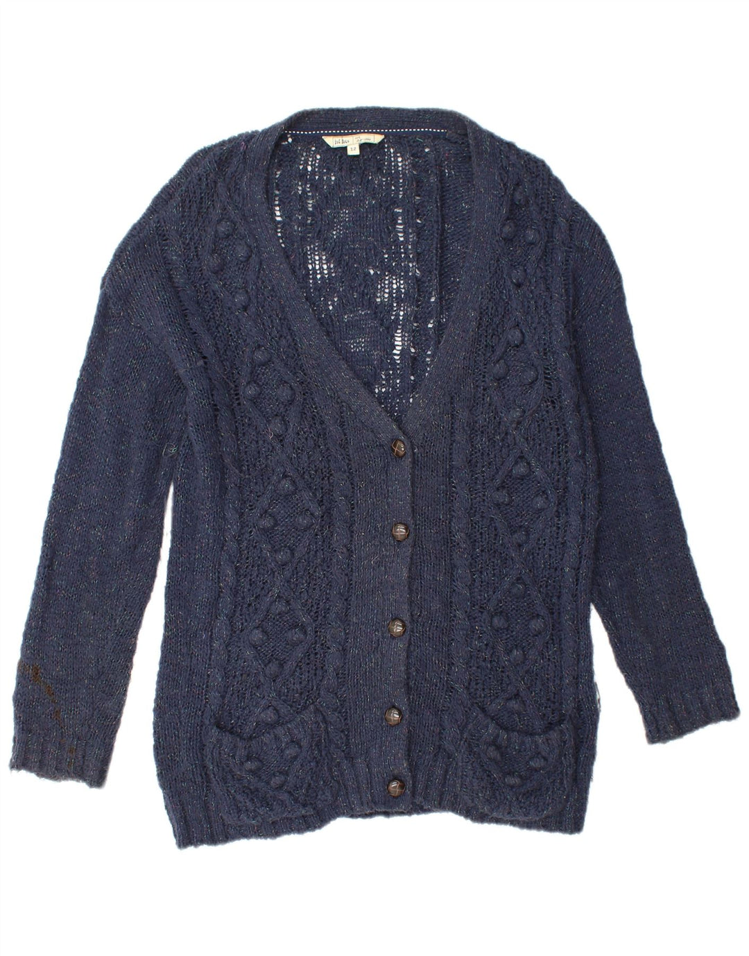 FAT FACE Womens Cardigan Sweater UK 12 Medium  Navy Blue Flecked