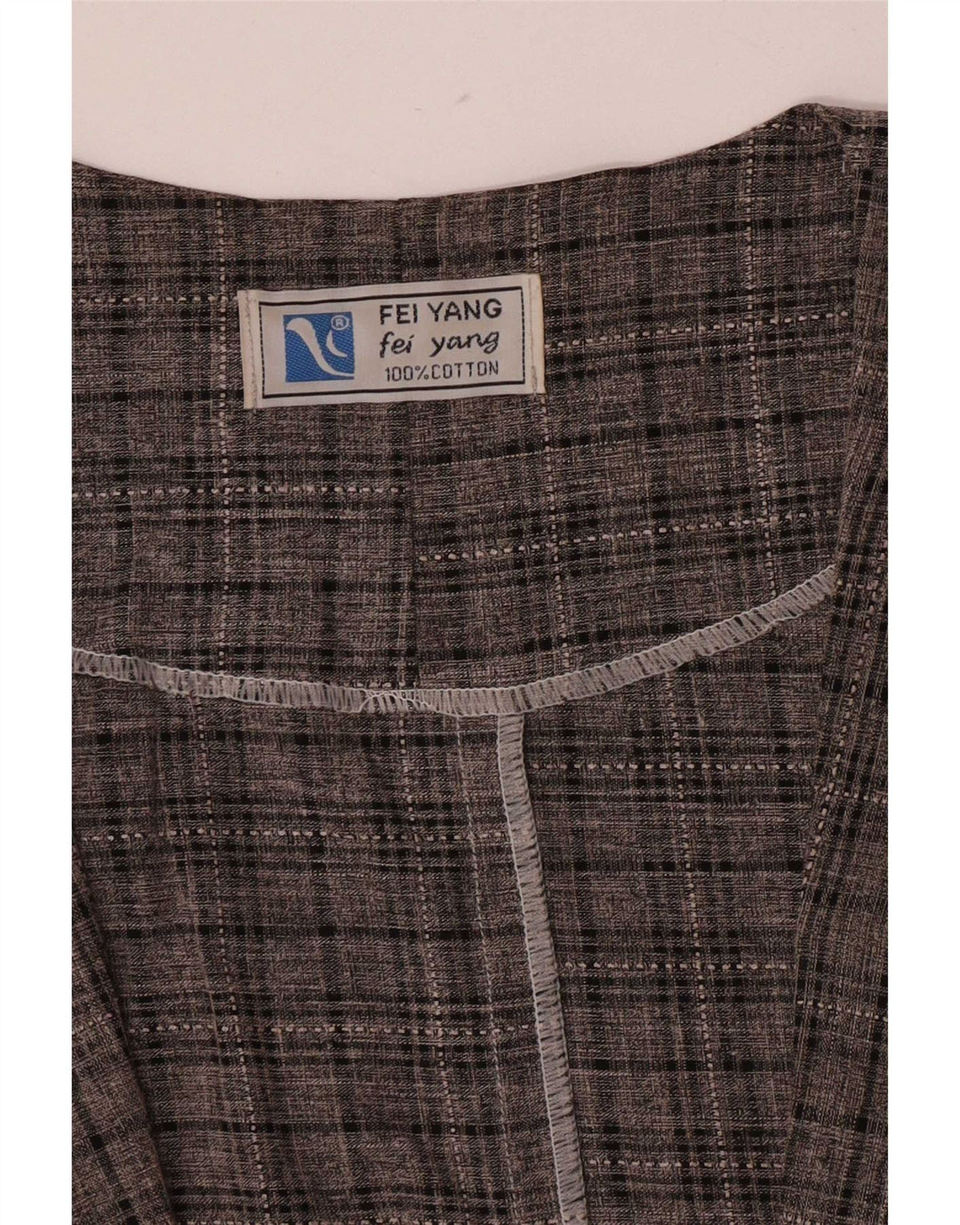 Vintage Womens Longline Open Blazer Jacket UK 14 Medium Grey Plaid