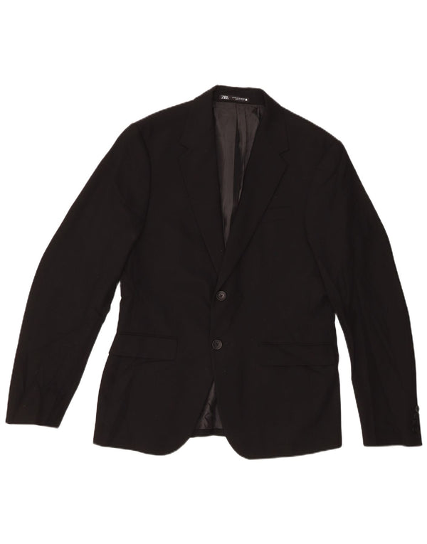 Zara Herre 2-knaps blazerjakke EU 48 Medium Sort viskose