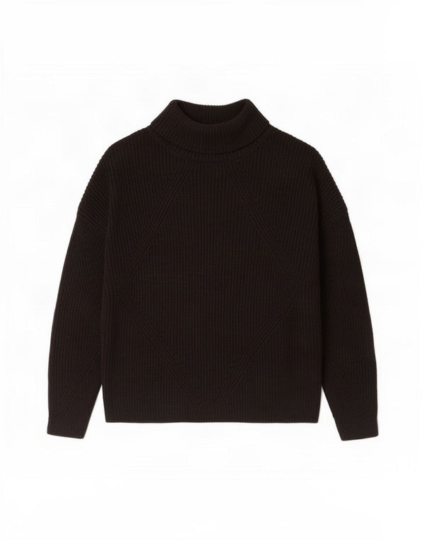 Marks & Spencer Dame Roll Neck Jumper Sweater UK 16 Large Black Viscose