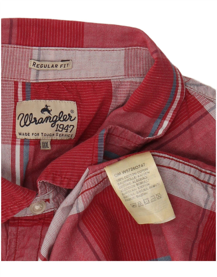 WRANGLER Herre Regular Fit kortærmet skjorte 3XL Pink ternet bomuld