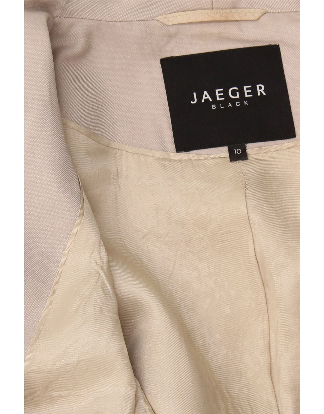 JAEGER Womens 1 Button Blazer Jacket UK 10 Small Beige Cotton