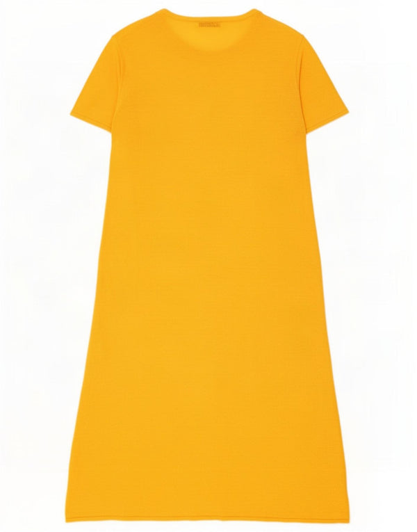 Zara Dame Kortærmede Jumper Dress UK 16 Large Orange Linen