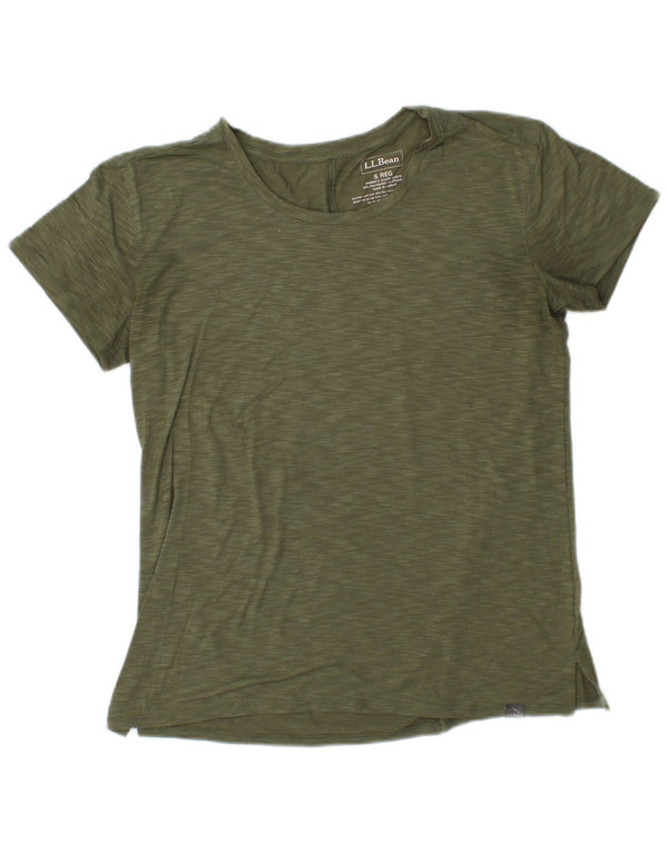 L.L.BEAN T-shirt top til kvinder UK 10 Small Khaki Flecked Polyester