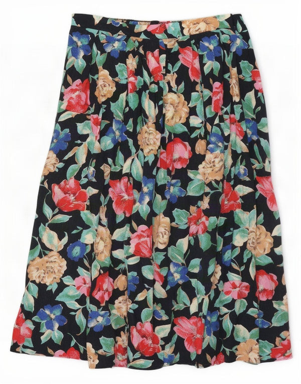 Vintage plisseret nederdel til kvinder W32 Large Black Floral