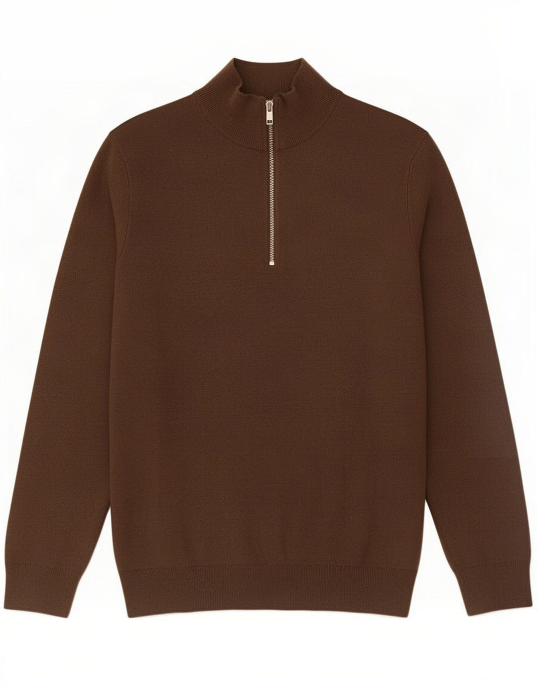 Zara Herre Zip Neck Jumper Sweater Medium Brun Bomuld