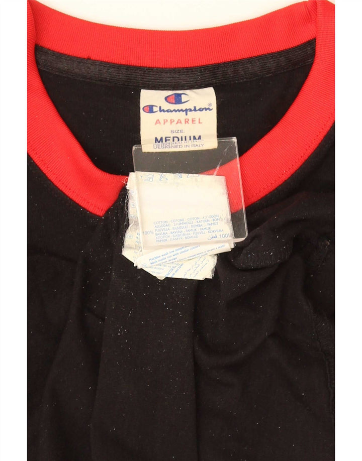 Champion Herre grafisk T-shirt Top Medium Sort Colourblock Bomuld