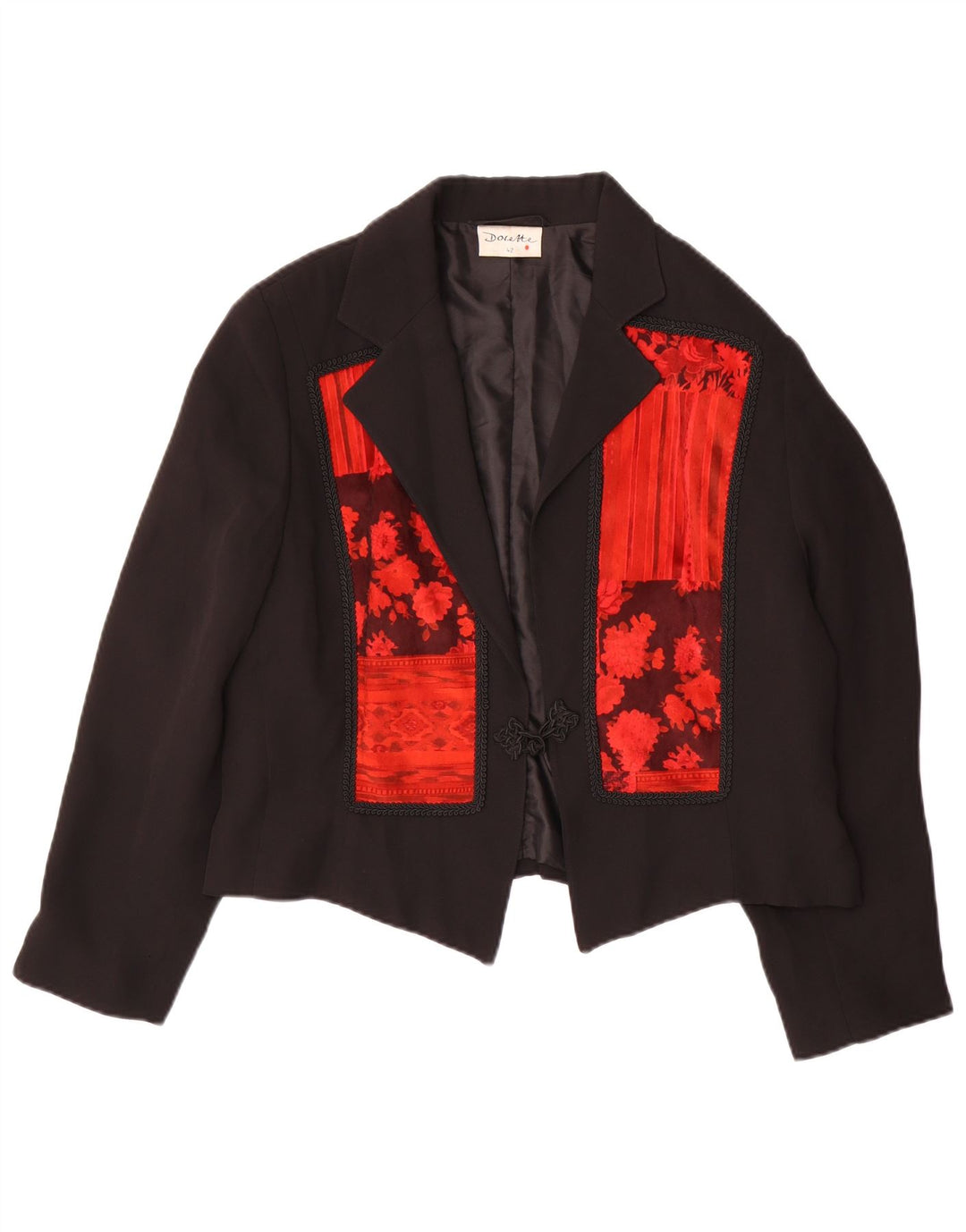 Dorette Dame Crop 1 Knap Blazer Jakke IT 42 Medium Sort Blomster