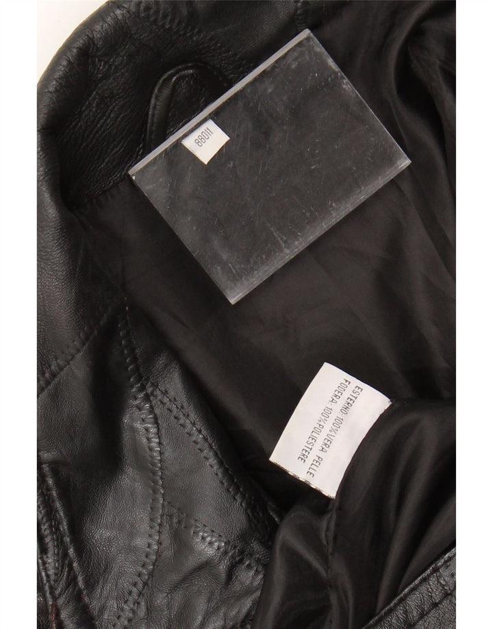 VINTAGE Herre Læderjakke UK 40 Stor Sort Læder