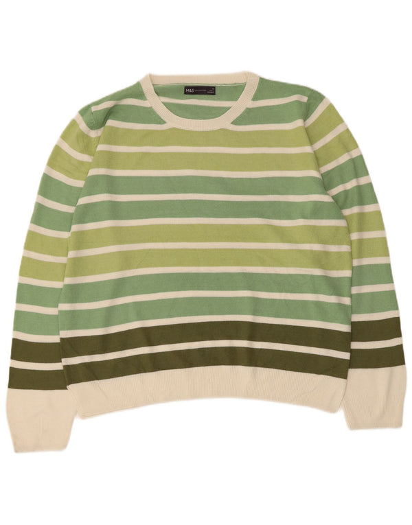 Marks & Spencer Dame sweater med rund hals DK 16 Stor grøn stribet