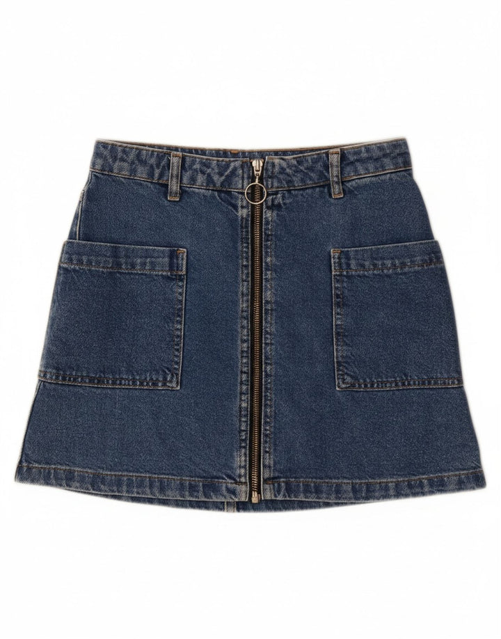 TOPSHOP Dame Mini Denim Nederdel UK 6 XS W26 Blå Bomuld