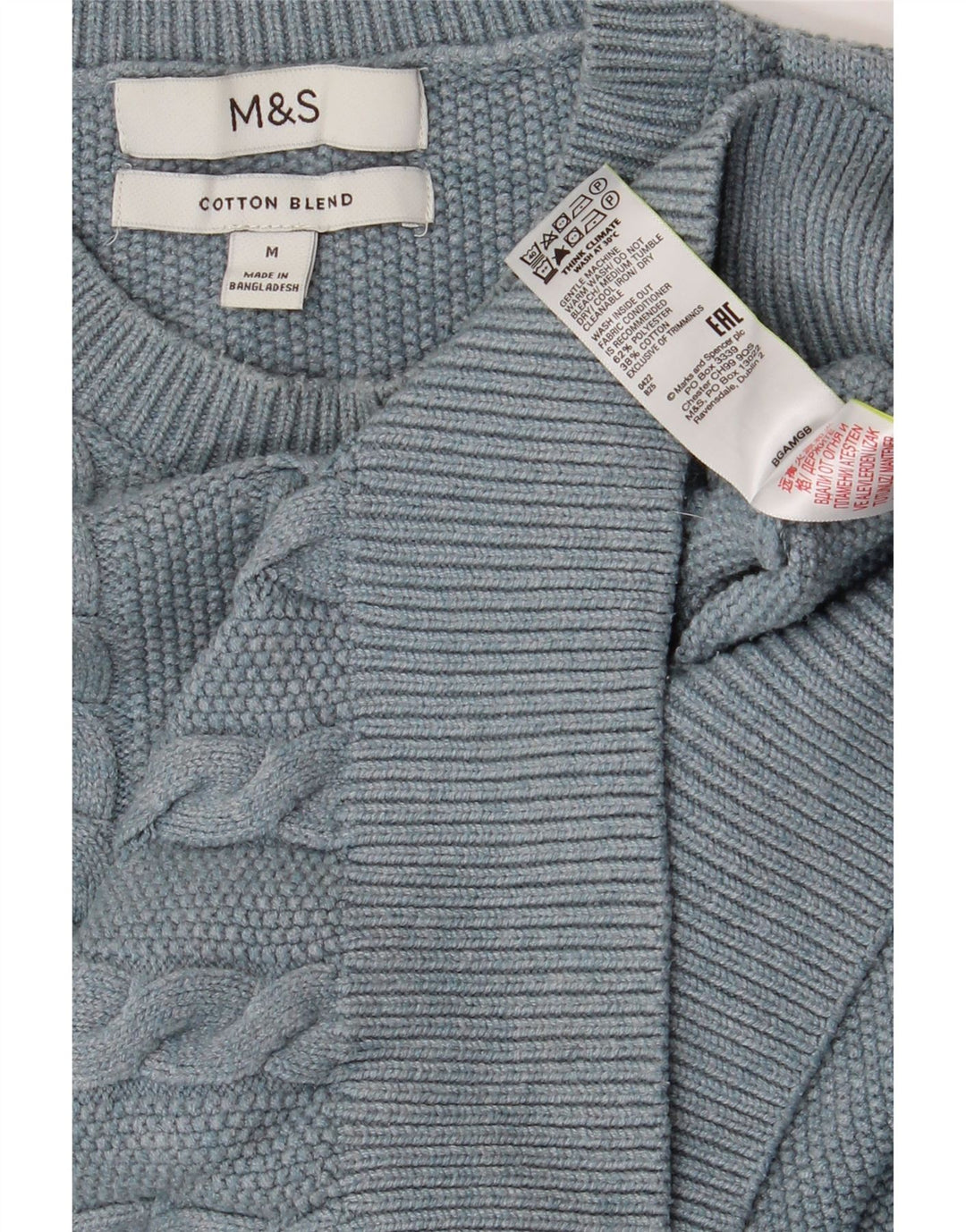 Marks & Spencer Herre sweater med rund hals, mellemblå polyester