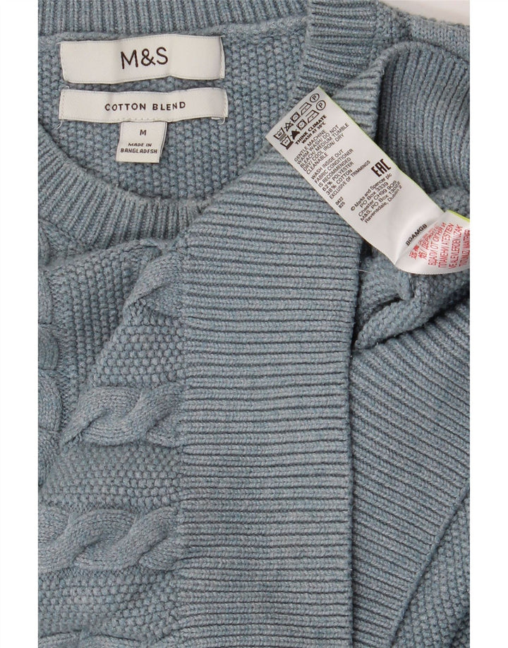 Marks & Spencer Herre sweater med rund hals, mellemblå polyester