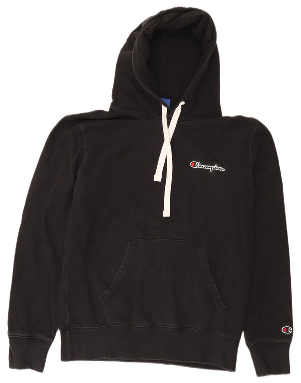 Champion Womens Hoodie Jumper UK 14 Medium Black Cotton
