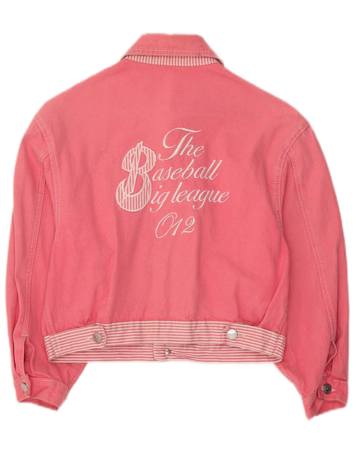 BENETTON Girls Graphic Denim Jacket 11-12 Years Pink Viscose