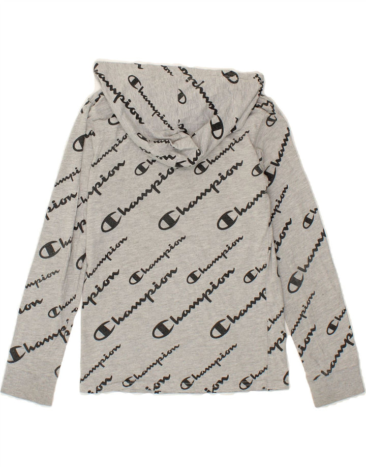CHAMPION Boys Graphic Hoodie Jumper 9-10 Years Medium Grey Vintage Champion and Second-Hand Champion from Messina Hembry 