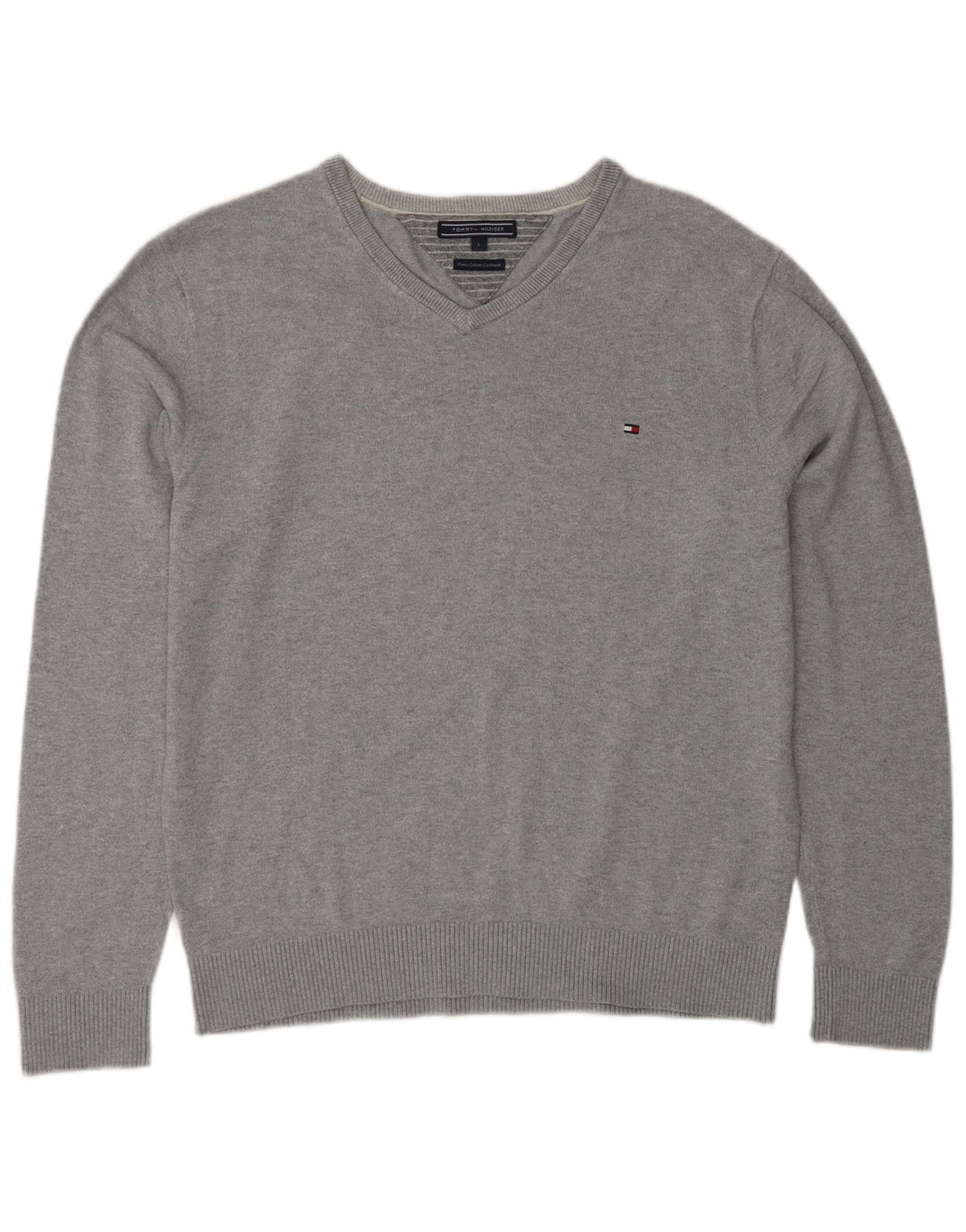 Tommy Hilfiger Herre V-hals sweater Stor Grå Bomuld