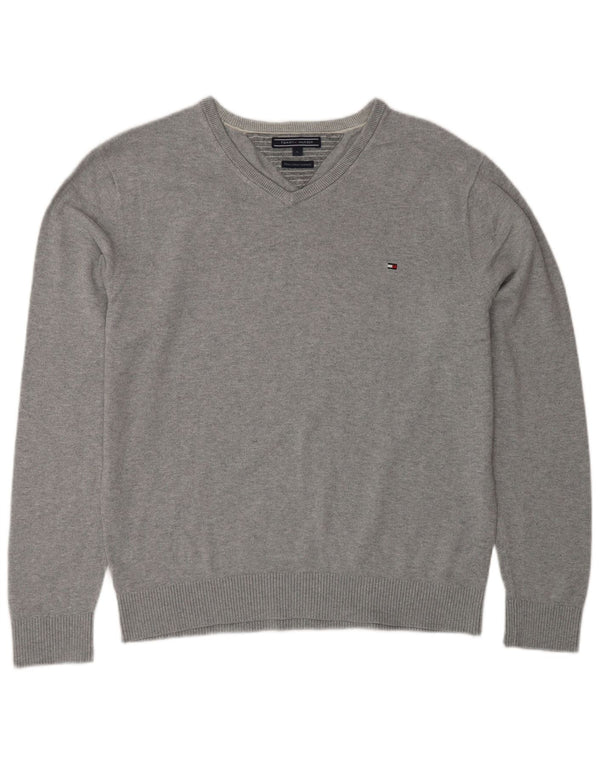 Tommy Hilfiger Herre V-hals sweater Stor Grå Bomuld