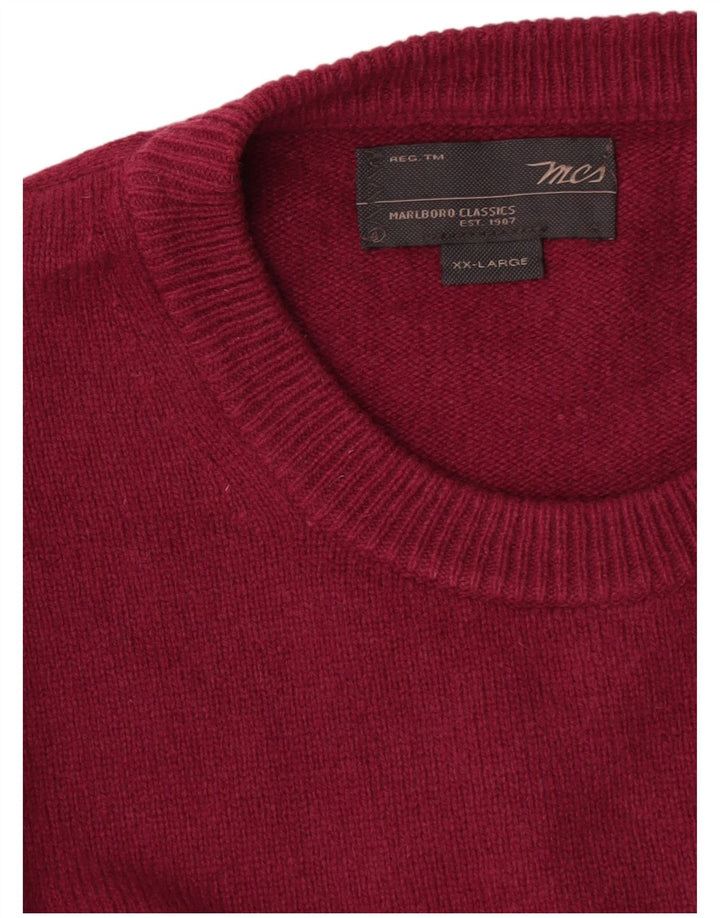 Marlboro Classics Herre Crew Neck Jumper Sweater 2XL Burgundy Wool