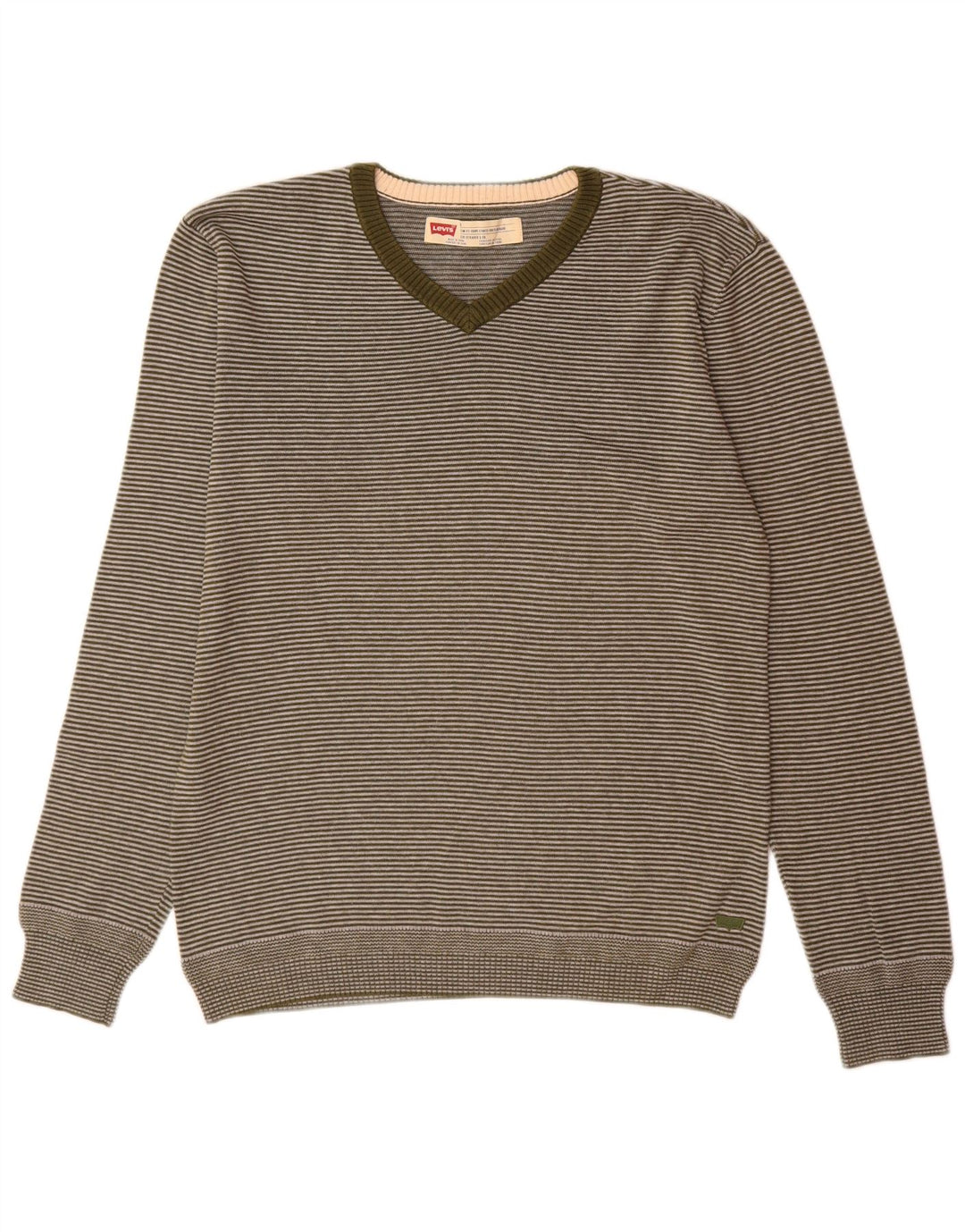 Levi's Herre Slim Fit V-hals sweater Medium Grøn nålestribe