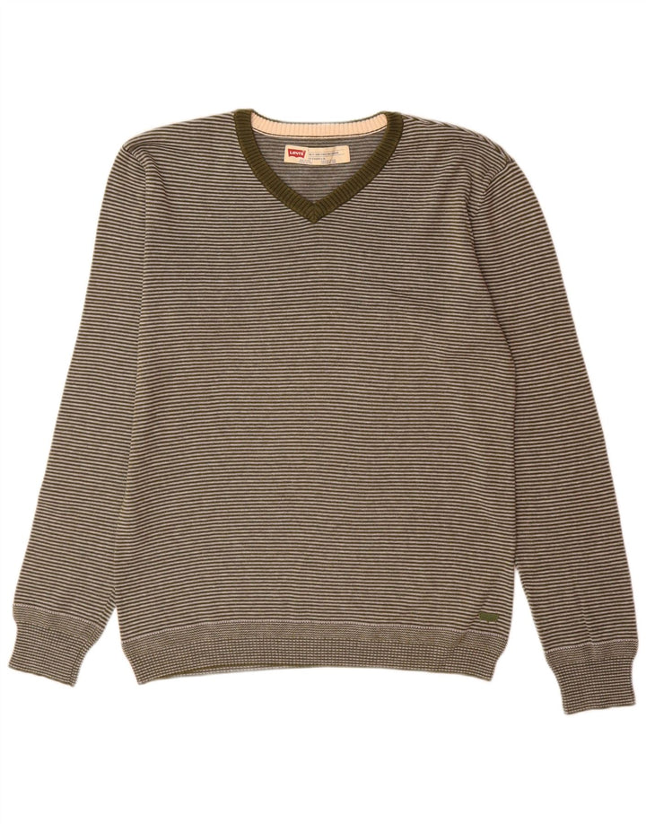 Levi's Herre Slim Fit V-hals sweater Medium Grøn nålestribe