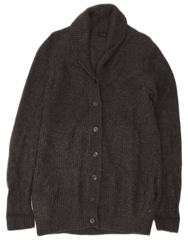 Cos Dame Longline Cardigan Sweater UK 10 Small Grey Wool