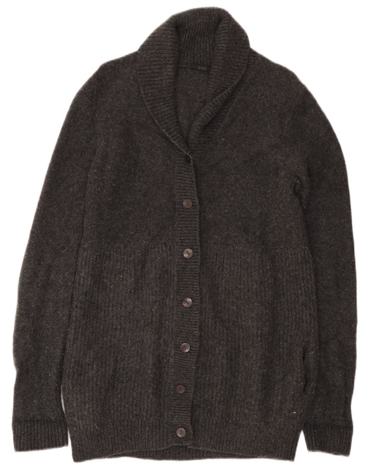 Cos Dame Longline Cardigan Sweater UK 10 Small Grey Wool
