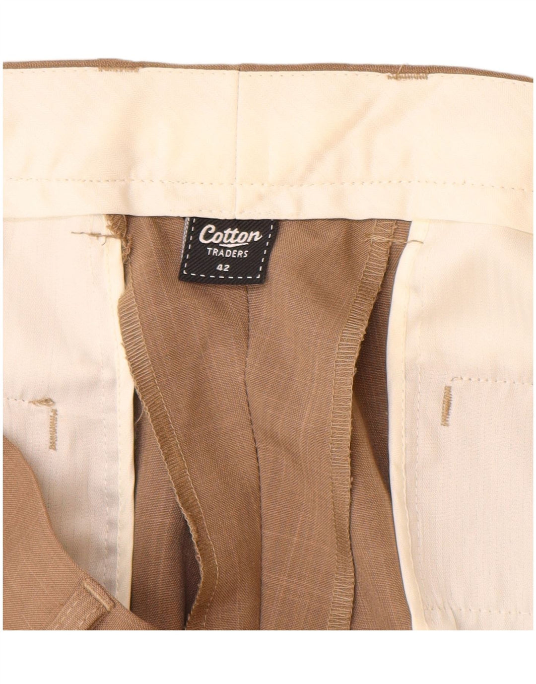 BOMULD TRADERS Straight Suit Bukser til mænd W42 L31 Beige Polyester