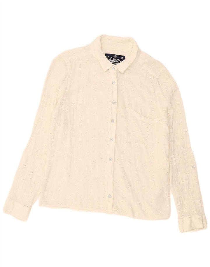 Superdry Dameskjorte UK 18 XL Hvid Bomuld