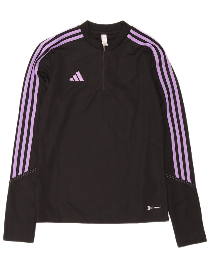 Adidas Dame Aeroready Pullover med lynlås-hals Træningsdragt Top UK 8/10 Small Black