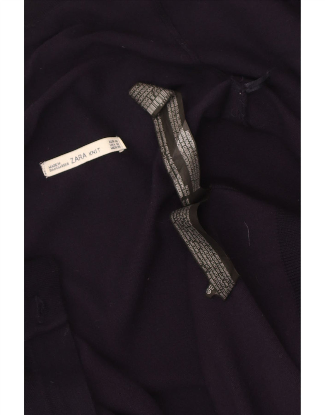 Zara Womens Longline Open Cardigan Sweater UK 12 Medium Navy Blue Viscose