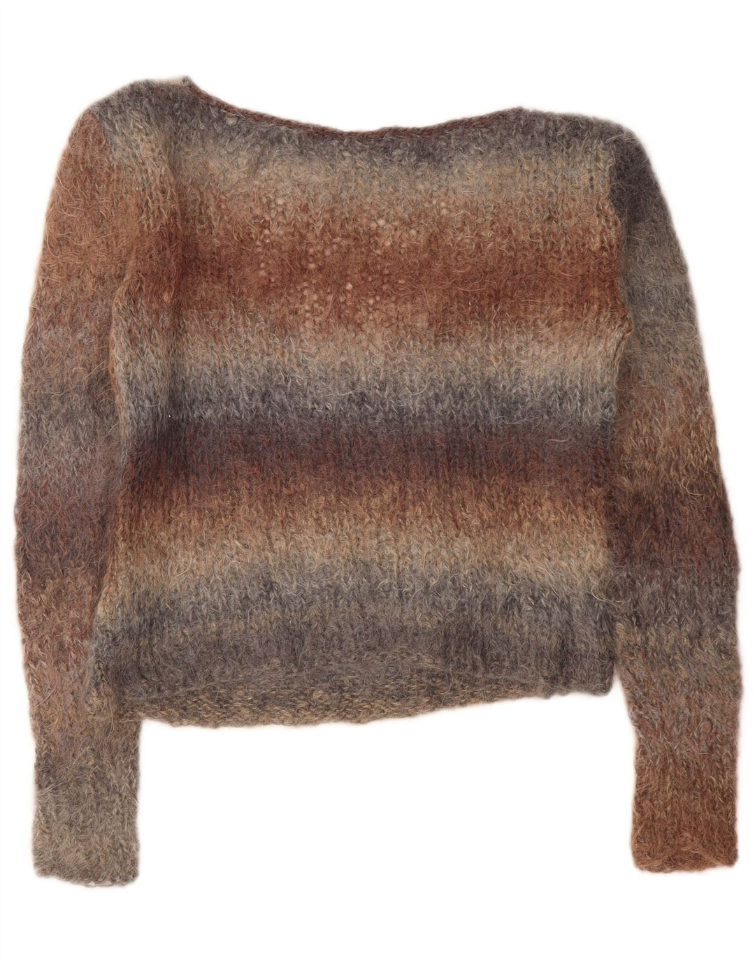 Vintage Dame V-hals Jumper Sweater UK 14 Medium Flerfarvet Stribet