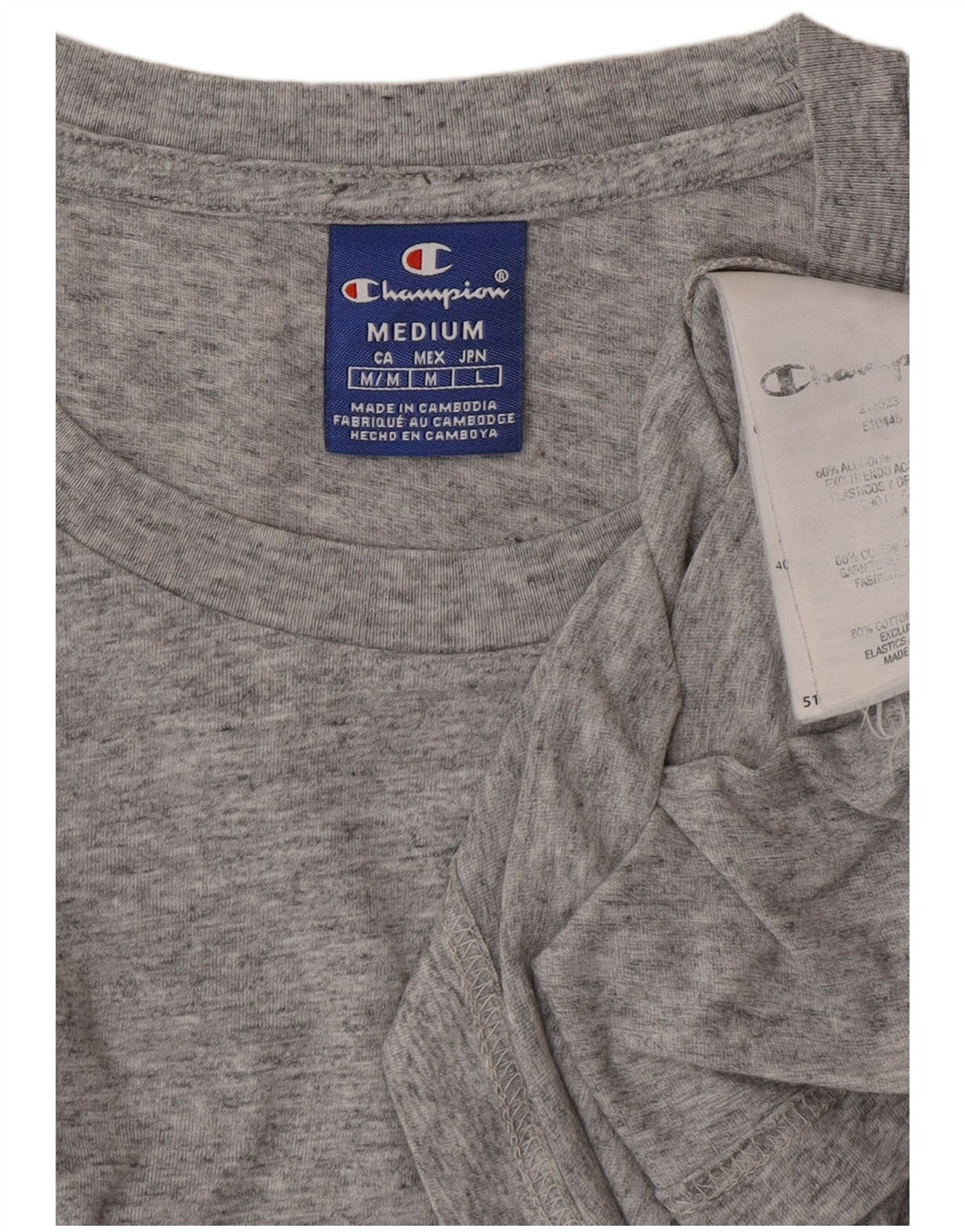 CHAMPION Herre grafisk T-shirt top mellemgrå flækket bomuld