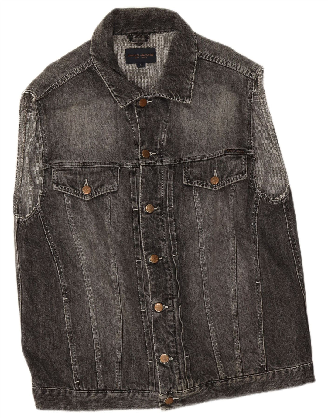 Gant Herre Denim Gilet UK 40 Stor Grå Bomuld