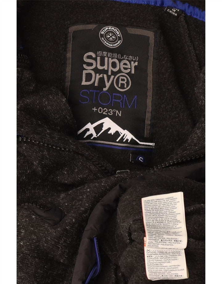 Superdry Hættetrøje med lynlås til mænd, lille grå flækket polyester