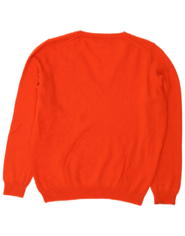 Marks & Spencer Dame V-hals sweater UK 16 Large Orange Cashmere