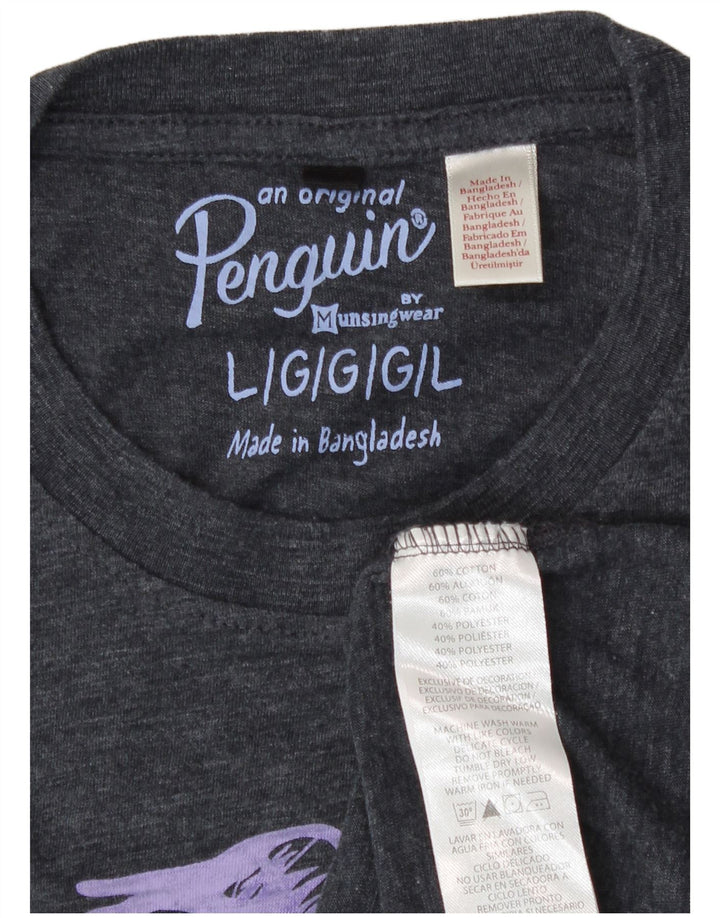 Penguin Herre Grafisk T-Shirt Top Stor Grå Bomuld
