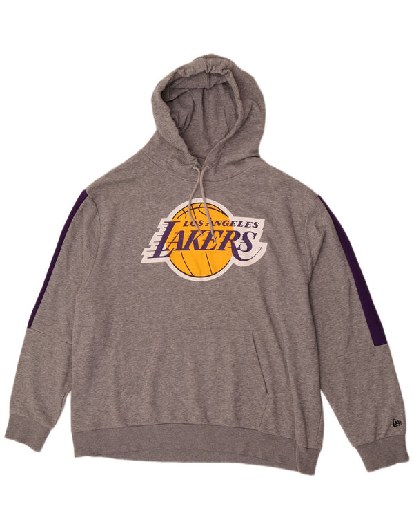 New Era Herre Los Angeles Lakers Grafisk Hoodie Jumper 2XL Grå Colourblock