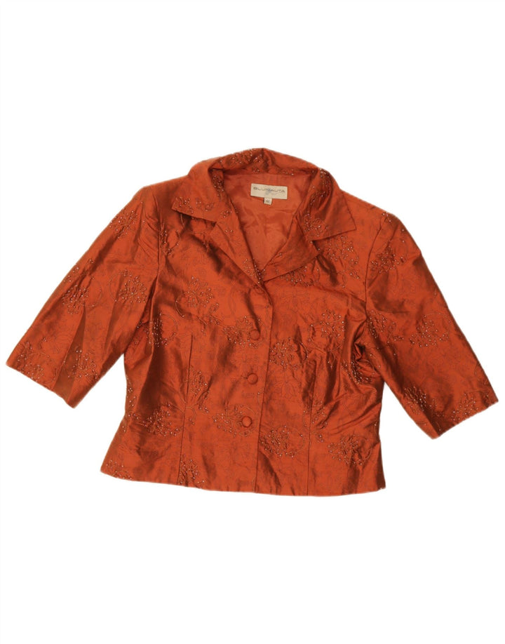 Blunauta Dame 4-knap 3-delt sæt IT 42 Medium W28 Orange Floral Silke