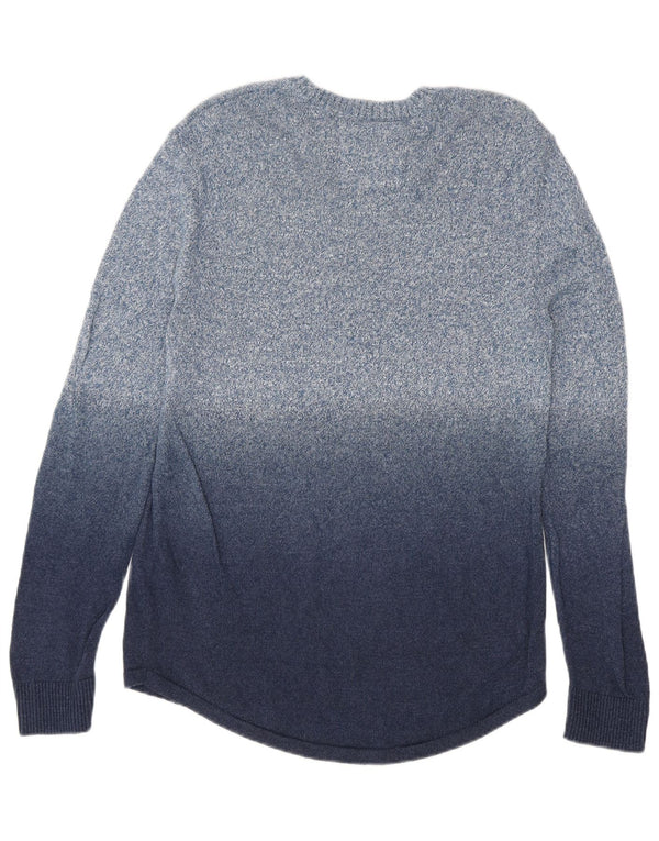 Hollister Mens Boat Neck Jumper Sweater Medium Navy Blue Flecked Cotton